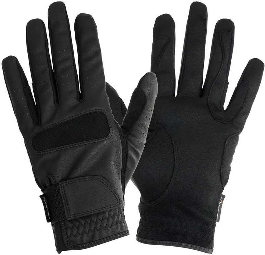 Fouganza by Decathlon ADULT HORSE RIDING GRIPPY GLOVES BLACK