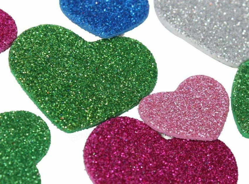 450 Pieces Colorful Glitter Foam Stickers Self Adhesive Stars Mini Heart Shapes
