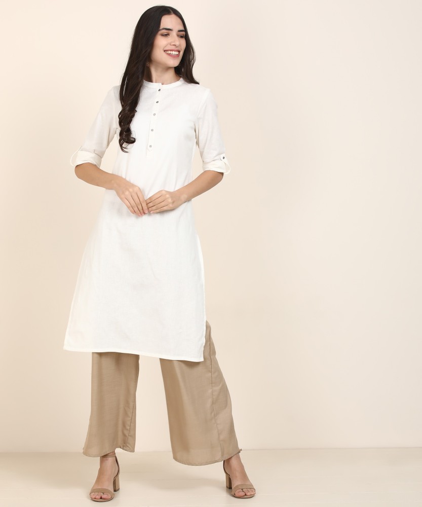 Plain white kurti on sale flipkart