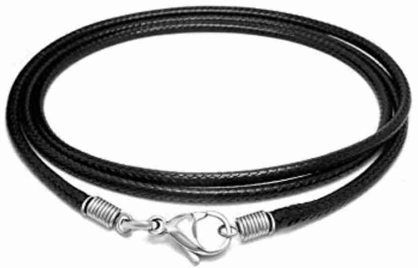DIY Crafts Black Braided Black Leather Cord Rope Chain Necklace with  Stainless Steel - Black Braided Black Leather Cord Rope Chain Necklace with  Stainless Steel . shop for DIY Crafts products in