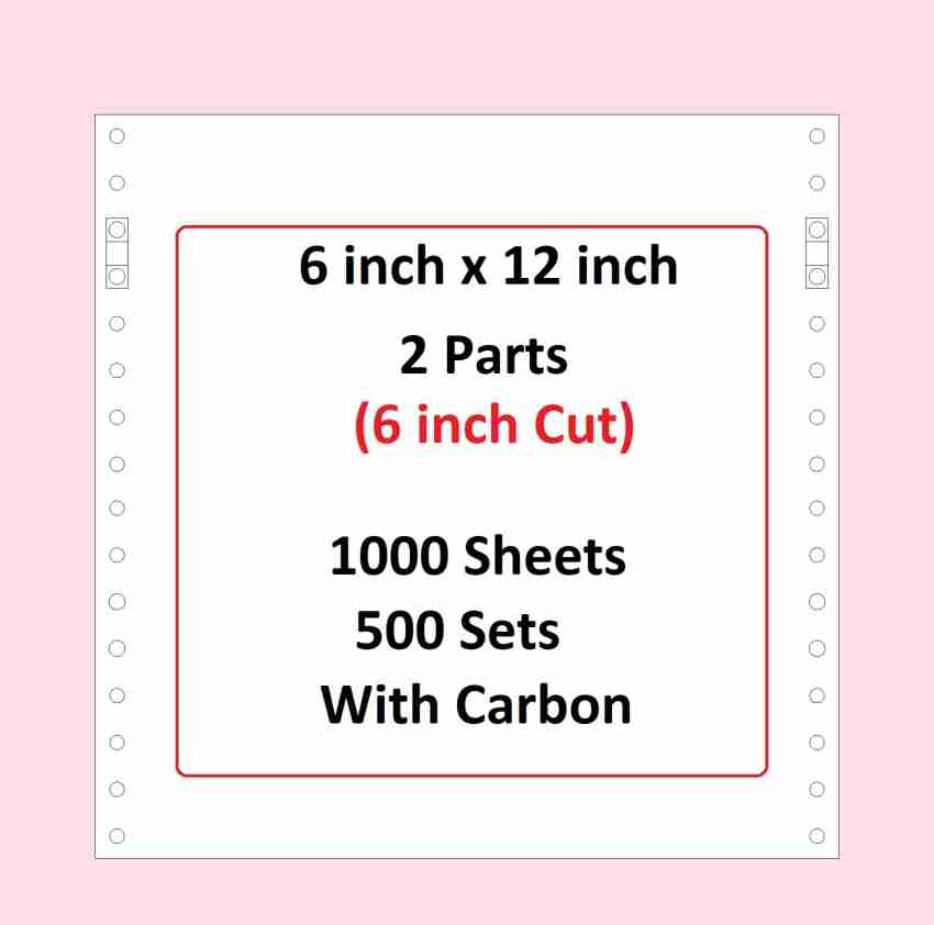 VijayaECart Dot Matrix Computer Paper 8x12, 1 Part (6  Cut) 3000 Continuous Sheets Unrule 8x12x1=6 Inch Cut 70 gsm Printer Paper -  Printer Paper