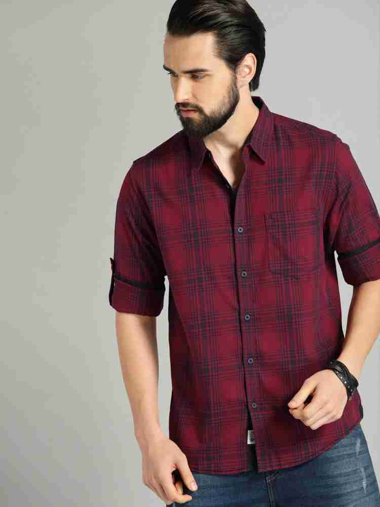 Roadster Men Checkered Casual Red Shirt - Buy Roadster Men Checkered Casual  Red Shirt Online at Best Prices in India