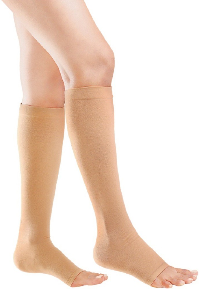 Sigvaris Sheer 120C Natural Open Toe Calf-High Compression Stockings 15-20  MmHg