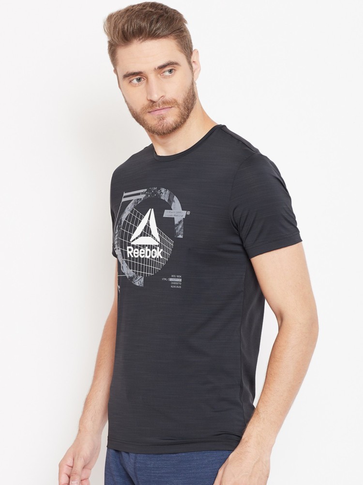 REEBOK Printed Men Round Neck Black T-Shirt - Buy REEBOK Printed Men Round  Neck Black T-Shirt Online at Best Prices in India