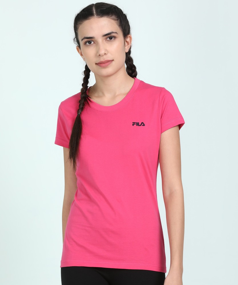 FILA Solid Women Round Neck Pink T Shirt Buy FILA Solid Women