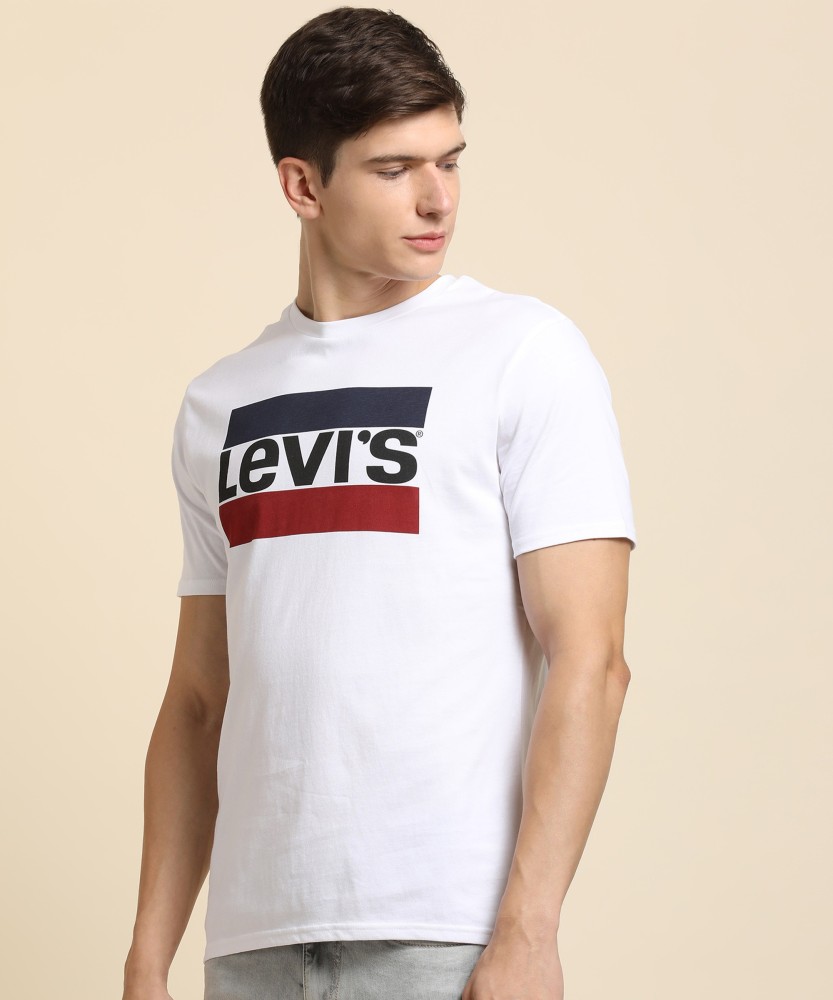 Levi'S Printed Men Round Neck White T-Shirt - Buy Levi'S Printed Men Round  Neck White T-Shirt Online At Best Prices In India | Flipkart.Com