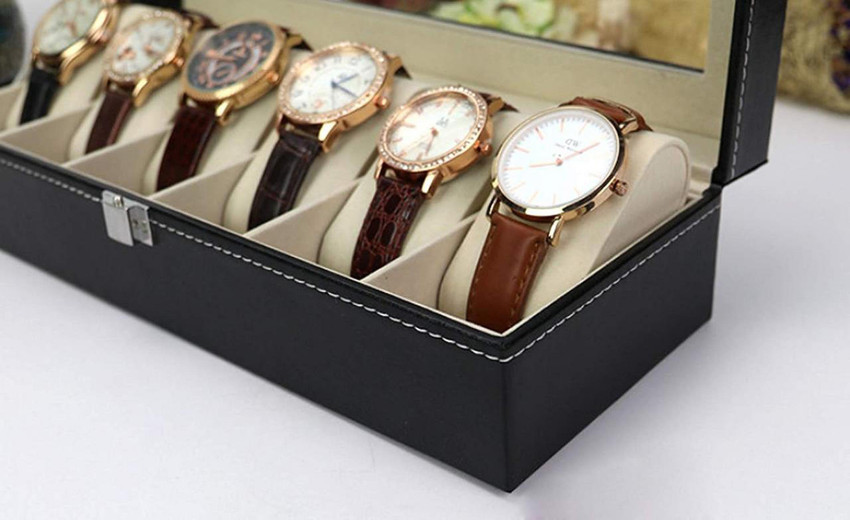 Styleys Wrist Watch Organizer case kit 6 Slot PU Leather Watch Box W06 Watch Box