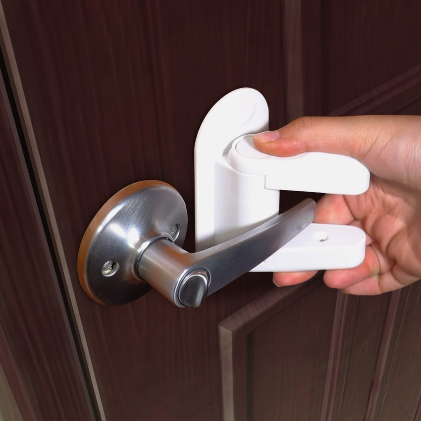 Child proof shop door lever