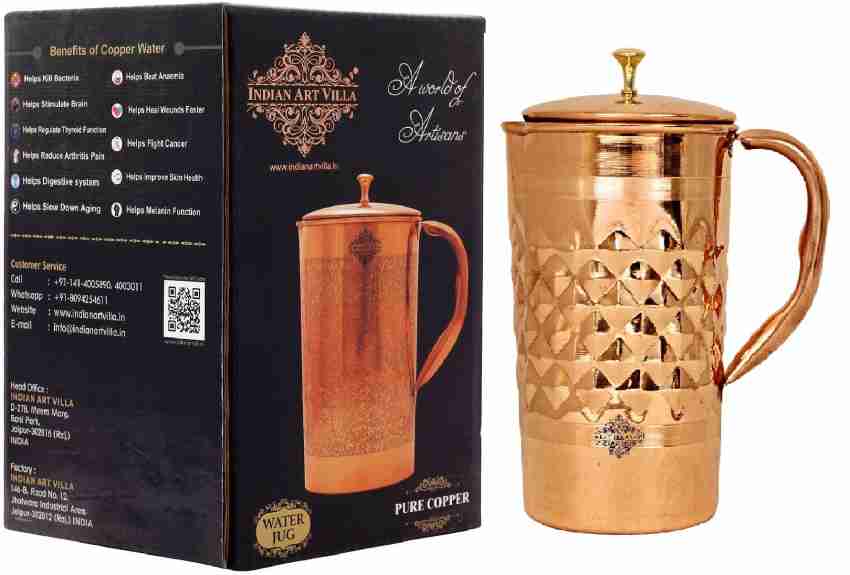 Copper Water Pitcher | Ayurveda | Handmade | 100% Pure | Hammered 1.5 Litre