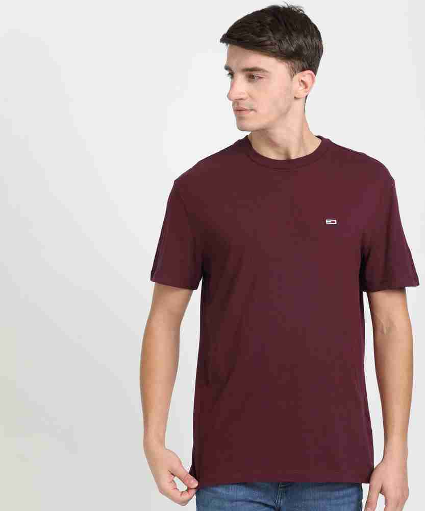 TOMMY HILFIGER Solid Men Round Neck Maroon T Shirt Buy TOMMY HILFIGER Solid Men Round Neck Maroon T Shirt Online at Best Prices in India Flipkart