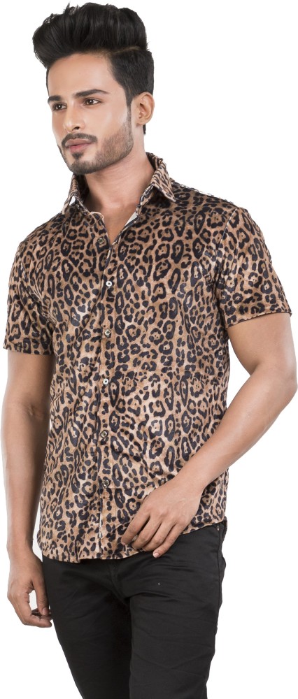 Buy Men's Leopard Print Brown Shirt Online