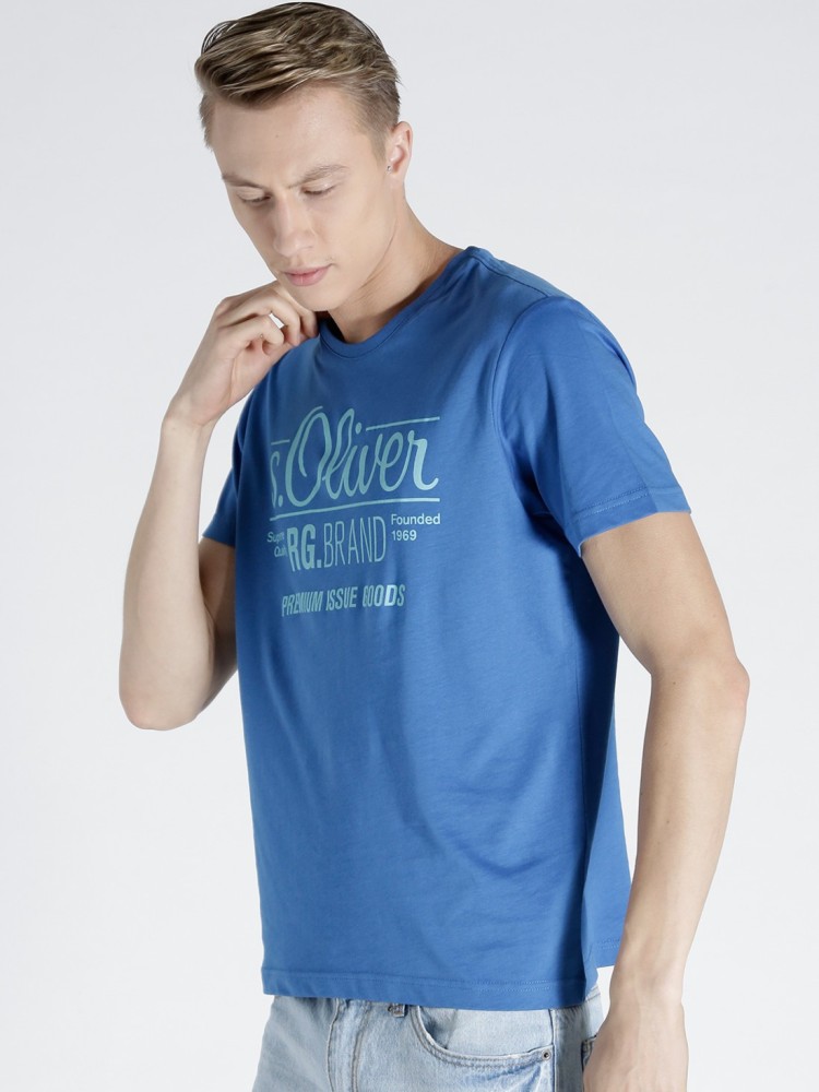 Online s.Oliver in s.Oliver Prices Best Printed T-Shirt T-Shirt Neck India at Blue Neck Buy Round Round Men Men Blue - Printed