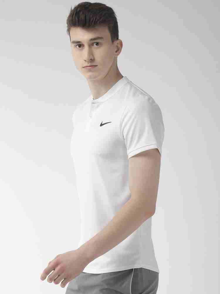 NIKE Printed Men Mandarin Collar White T-Shirt - Buy NIKE Printed 