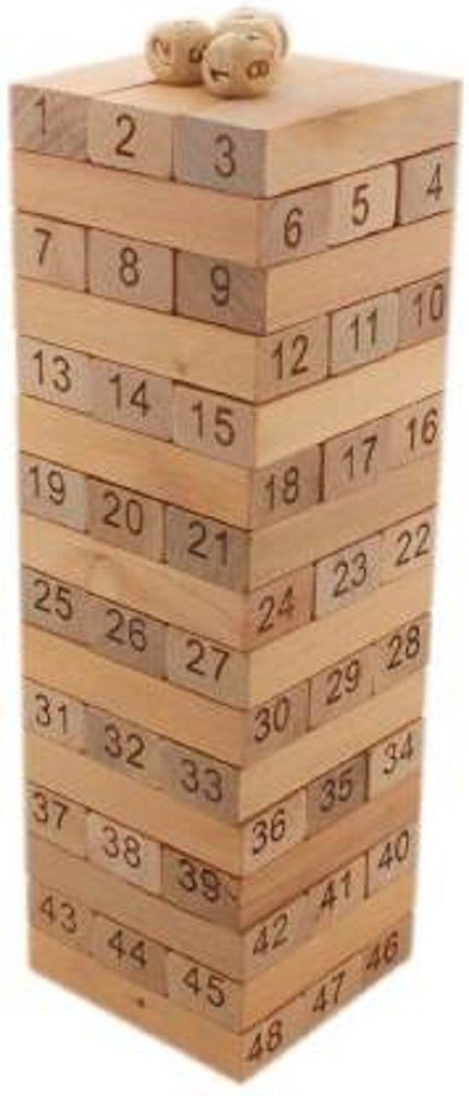 Let's play kids with Number building blocks. Wooden Jenga Game. Count to  51. 