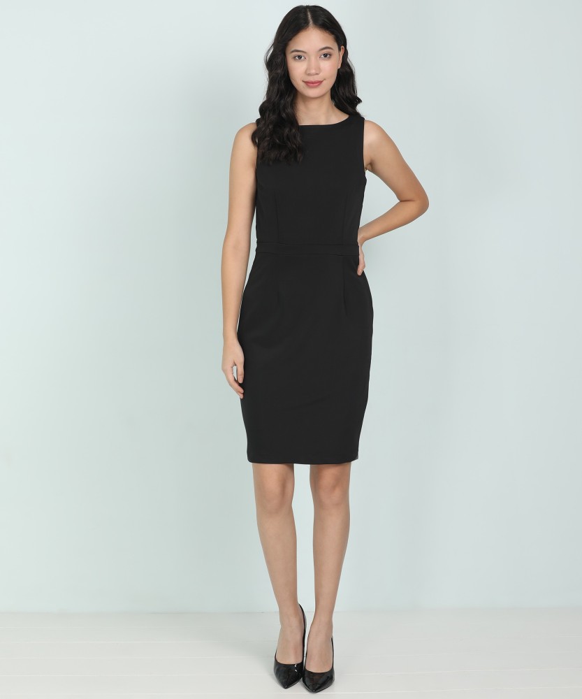 Buy VAN HEUSEN Women Sheath Black Dress Online at Best