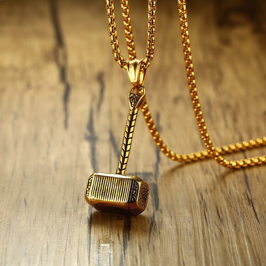 ZIVOM Thor Hammer Gold-plated Stainless Steel Pendant Price in