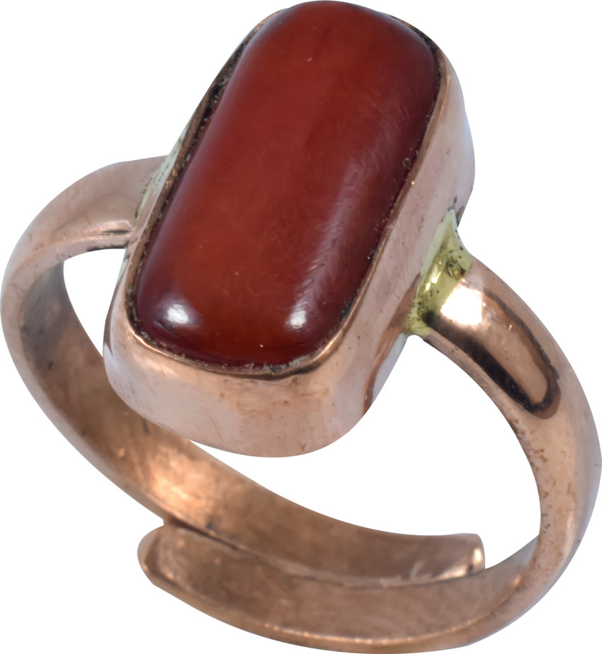 Coral stone in copper sales ring