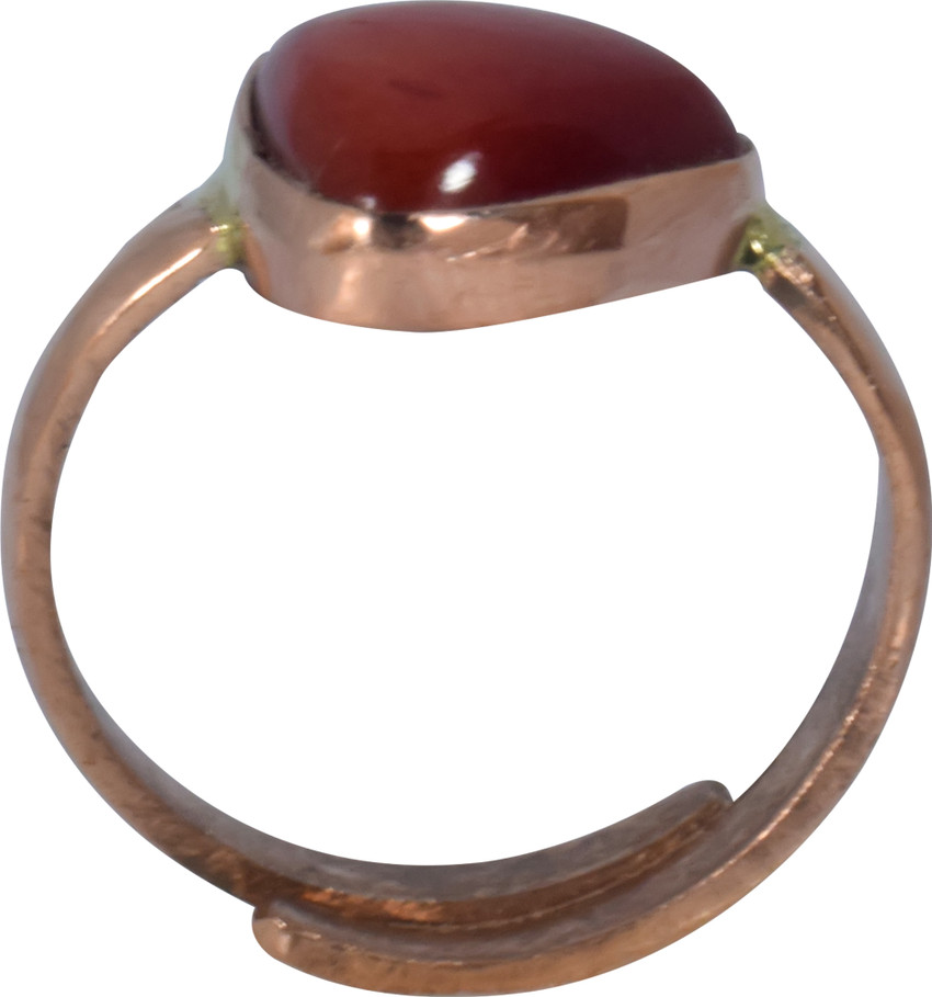 Red coral in shop copper ring