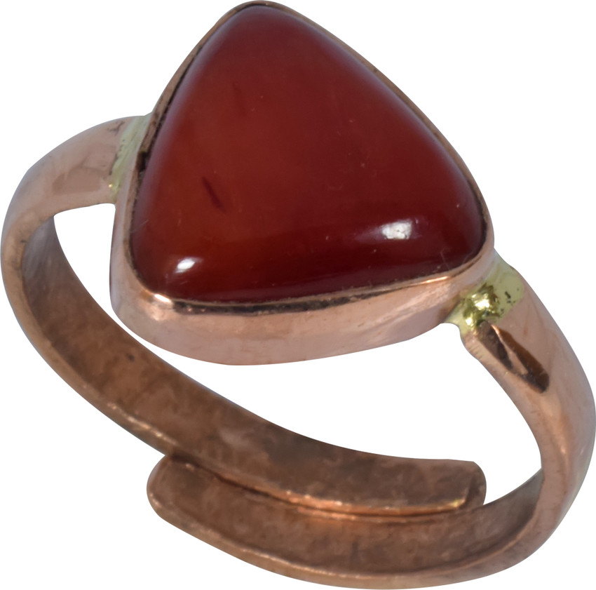 Coral stone in copper ring best sale