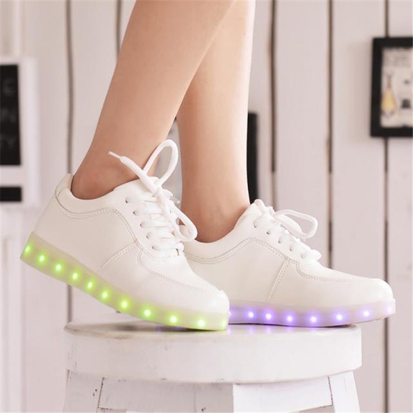 LED Shoes Kids White High Remote
