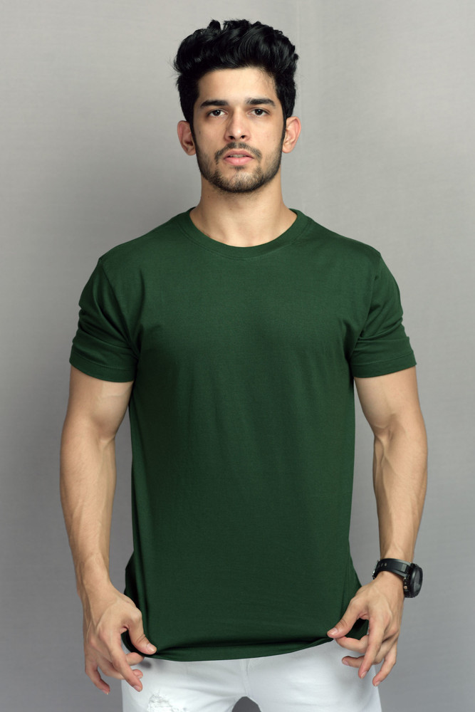 Dark green discount plain t shirt