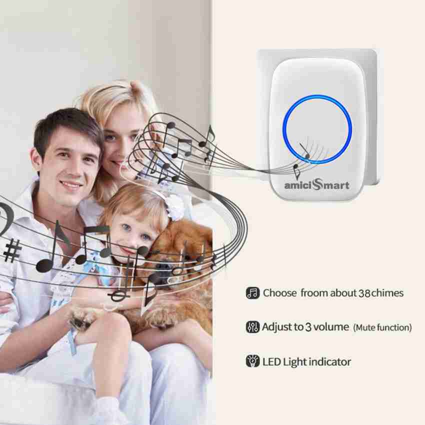 Generic LED Wireless Doorbell Smart Waterproof Door Bell- White