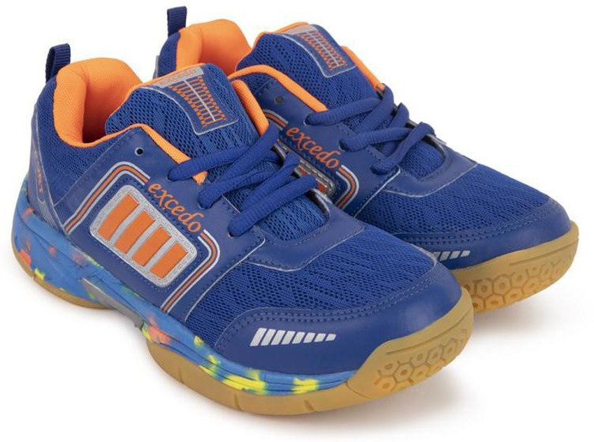 excedo Unisex Badminton Shoes for boys girls Gum sole shoes Non marking shoes Tennis Shoes Blue Orange Badminton Shoes For Men Buy excedo Unisex Badminton Shoes for boys girls Gum sole