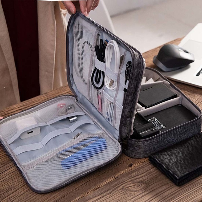 SHIVEXIM Double Layer Gadget Organizer Case, Portable Zippered