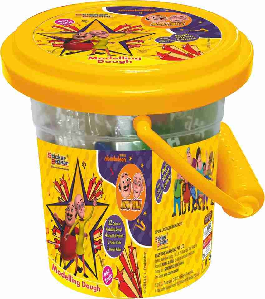 STICKER BAZAAR Fun Bucket Motu Patlu Doh Modelling Dough 12 Colors