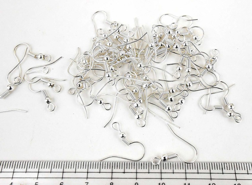 Delush Silver Earring Hook for Jewelry Making 100 Pcs - Silver