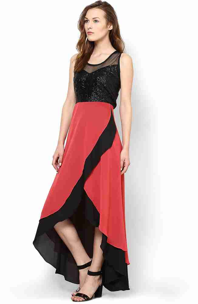 ATHENA Women High Low Red Black Dress Buy Red ATHENA Women High