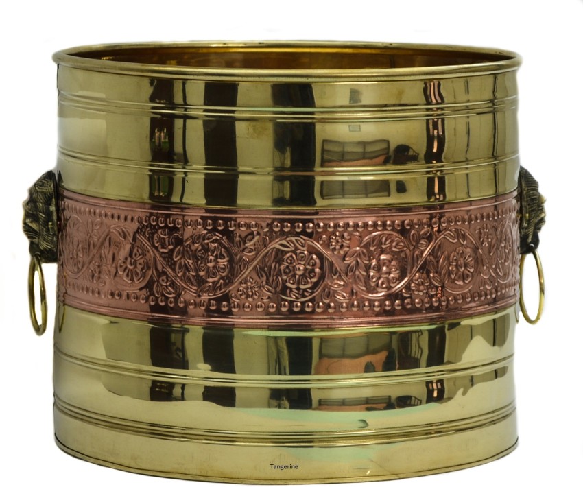 Tangerine Handcrafted Brass & Copper Planter with Lacquer Finish- Size- 9.5  x 9.5 inches Plant Container Set Price in India - Buy Tangerine Handcrafted  Brass & Copper Planter with Lacquer Finish- Size