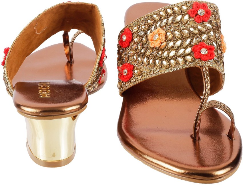 MOCHI Women Gold Sandals - Buy MOCHI Women Gold Sandals Online at Best  Price - Shop Online for Footwears in India