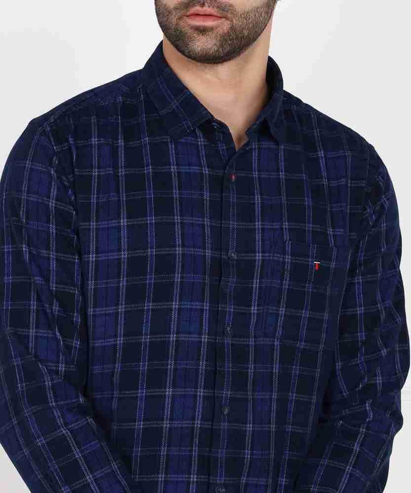 Buy Louis Philippe Sport Men Blue Slim Fit Checked Cotton Casual