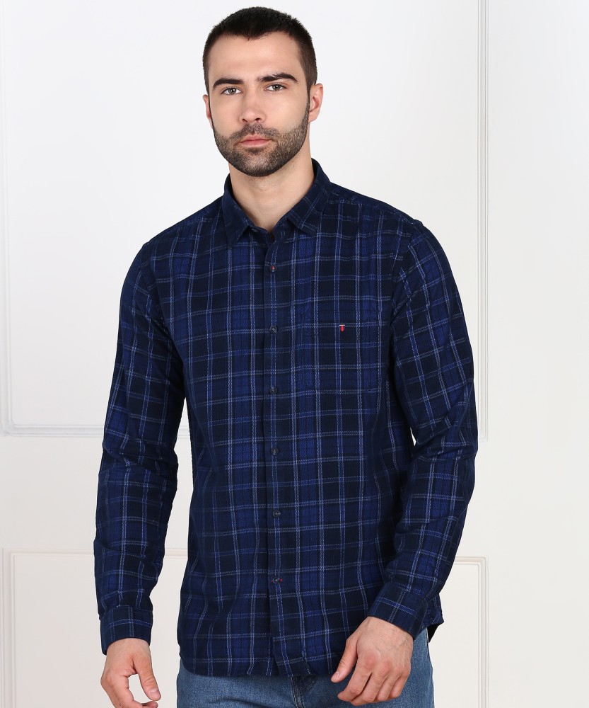 Buy Louis Philippe Sport Men Blue Slim Fit Checked Cotton Casual
