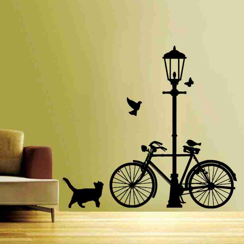 Lamp post wall sticker street light and bike wall sticker - Urban