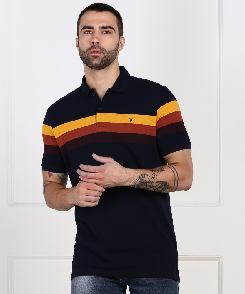 Louis Philippe Sport Striped Men Polo Neck Navy Blue T-Shirt - Buy Louis  Philippe Sport Striped Men Polo Neck Navy Blue T-Shirt Online at Best  Prices in India