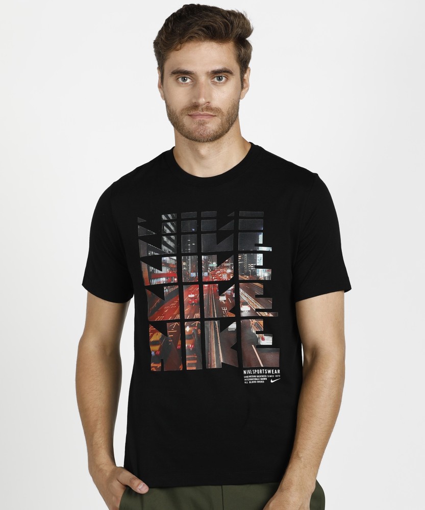 NIKE Graphic Print Men Round Neck Black T-Shirt - Buy NIKE Graphic Print  Men Round Neck Black T-Shirt Online at Best Prices in India