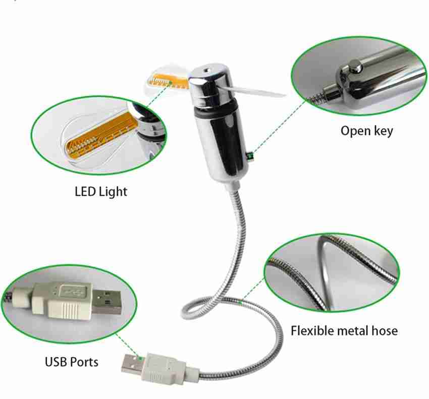 TECHGEAR Usb Electrical Digital Fan Watch Flexible Time Clock