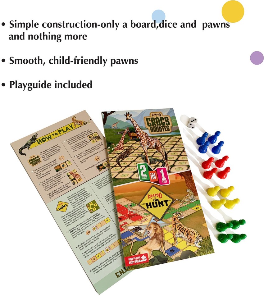 Kaadoo Crocs & Giraffes+The Hunt 2-in-1 Board Game Party & Fun Games Board  Game - Crocs & Giraffes+The Hunt 2-in-1 Board Game . Buy wild animals toys  in India. shop for Kaadoo