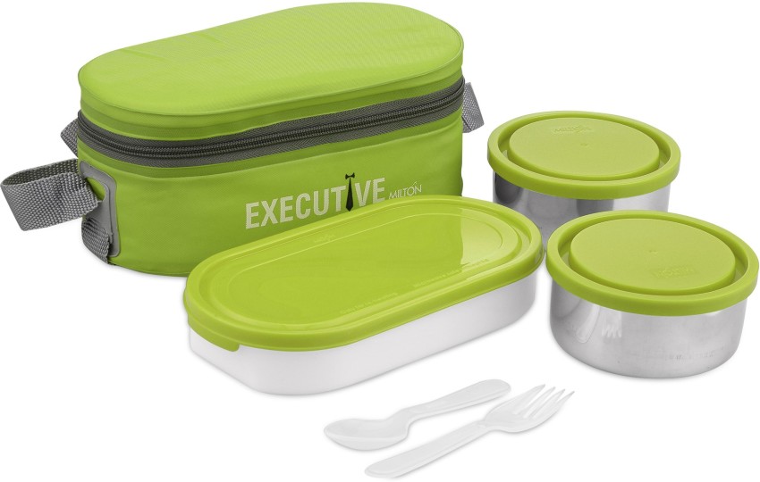 Milton Executive 3 Containers Lunch Box Soft Insulated Tiffin Box - 450 ml  - Lemon