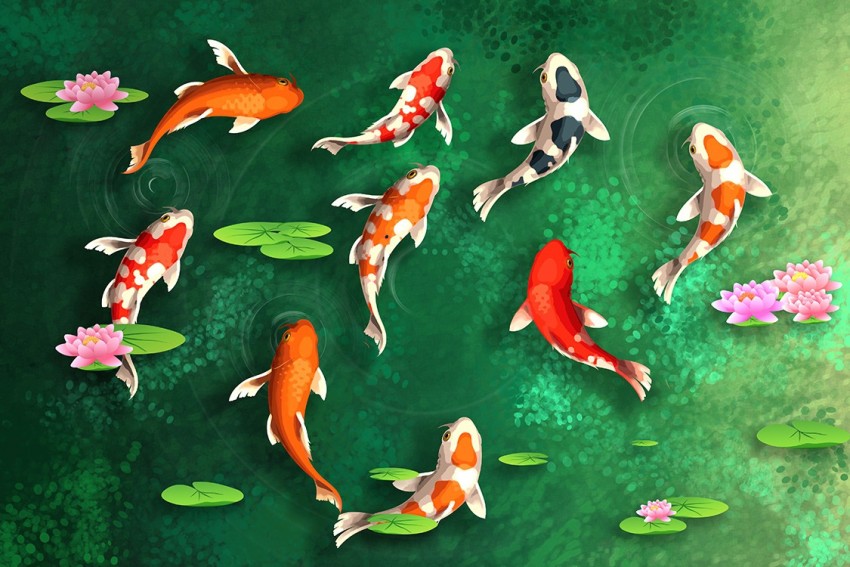 Art Factory Koi Fish Painting on Board Acrylic 24 inch x 36 inch