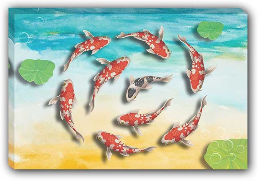 Art Factory Koi Fish Painting Canvas Strecher Canvas 24 inch x 36