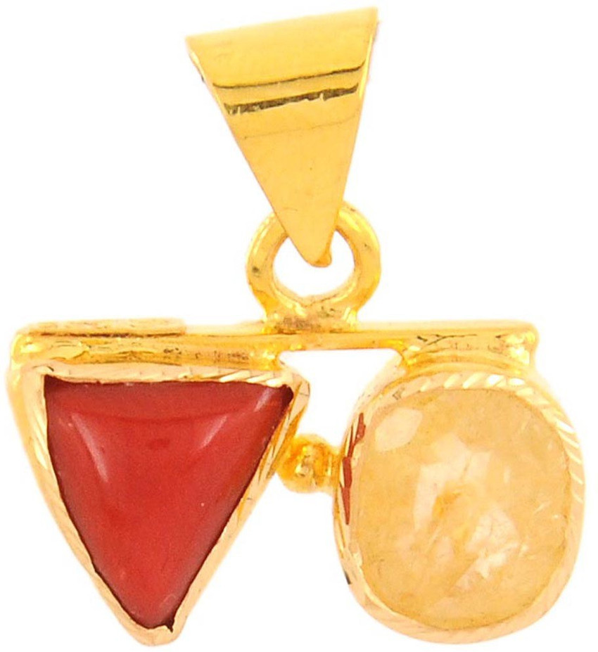 Red coral ruby and top yellow sapphire