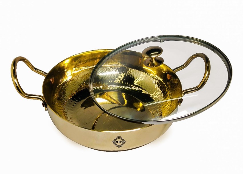 MBS Multi Purpose Brass/Pital Kadhai with Glass Lid, 1-Piece