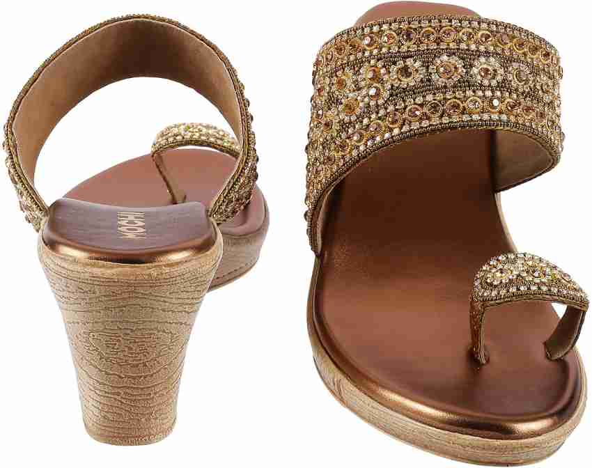 MOCHI Women Gold Heels Buy MOCHI Women Gold Heels Online at Best