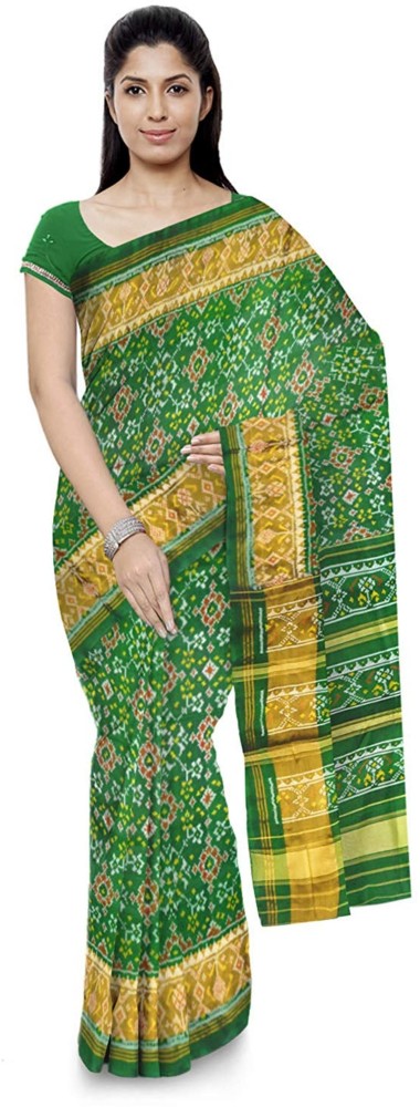 Buy Patola Silk Green Weaving Designer Traditional Saree Online