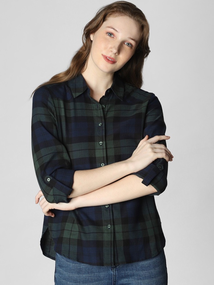 Green checkered shirt womens sale