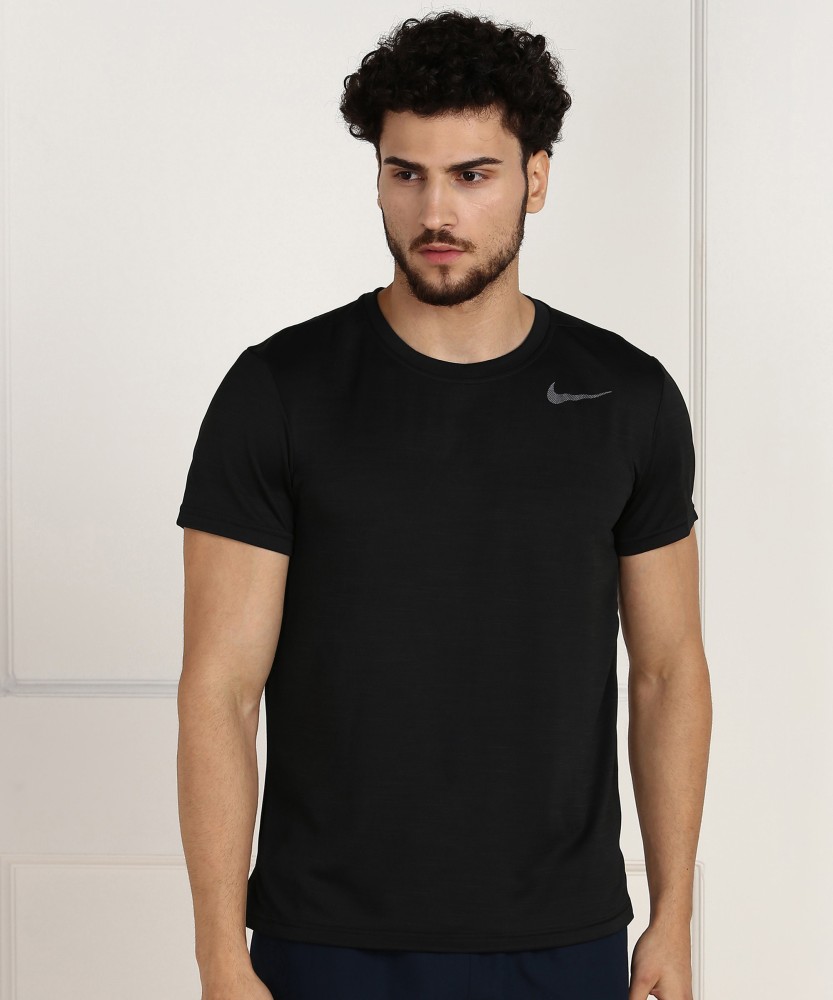 NIKE Solid Men Round Neck Black T-Shirt - Buy Solid Men Round Neck Black Online at Best Prices in India | Flipkart.com