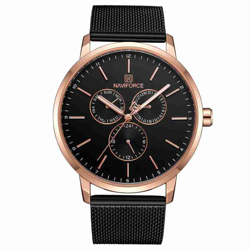 NAVIFORCE 3001 Stainless Steel Mesh Strap Minimalist Chronograph Watch for Men Analog Watch For Men Buy NAVIFORCE 3001 Stainless Steel Mesh Strap Minimalist Chronograph Watch for Men Analog Watch
